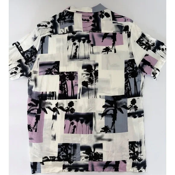 Cactus Man Ricky Singh Mens XL Palm Tree Tropical Graphic Button Up Shirt Purple - Picture 4 of 4